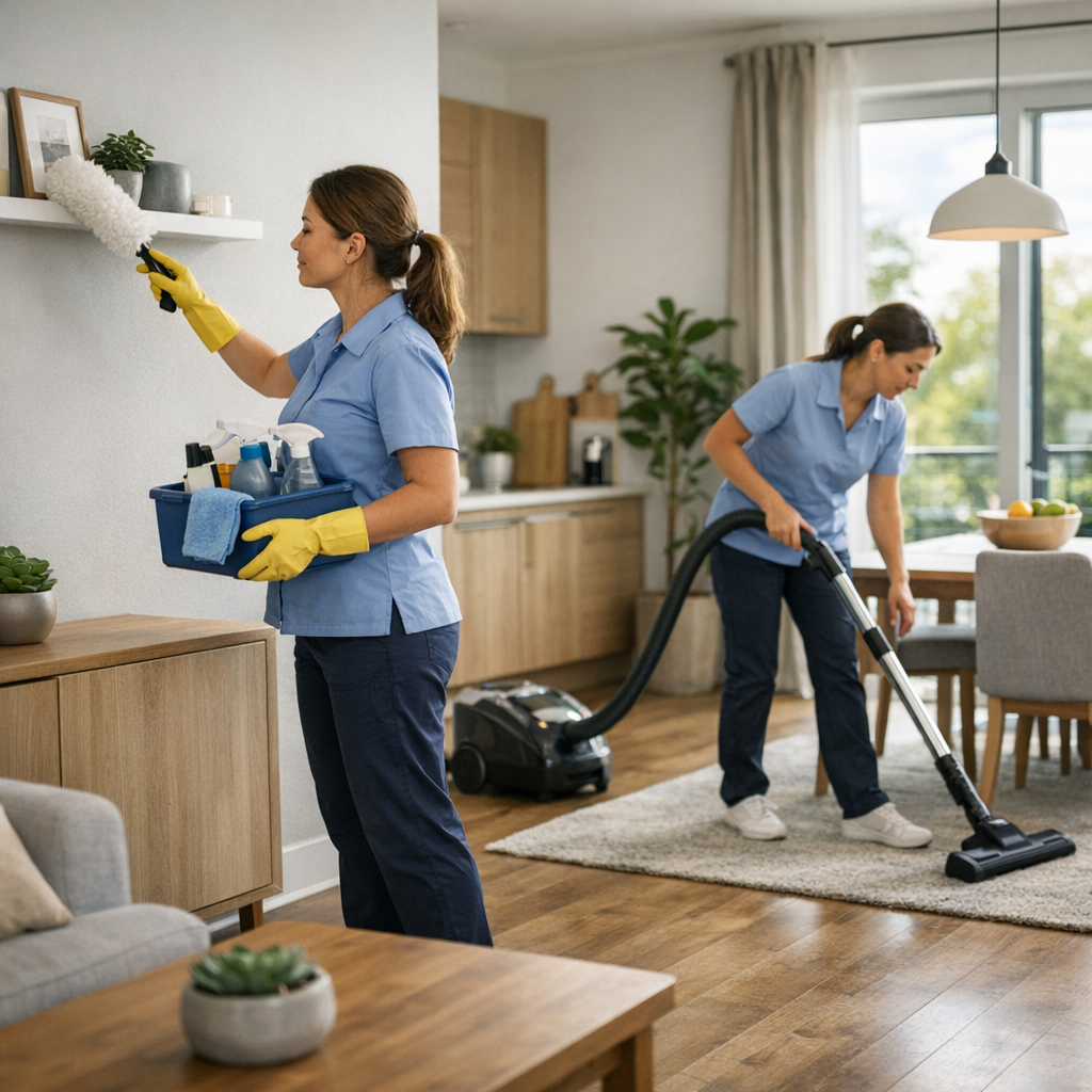 standard home cleaning, dusting & vacuuming in a small apartment